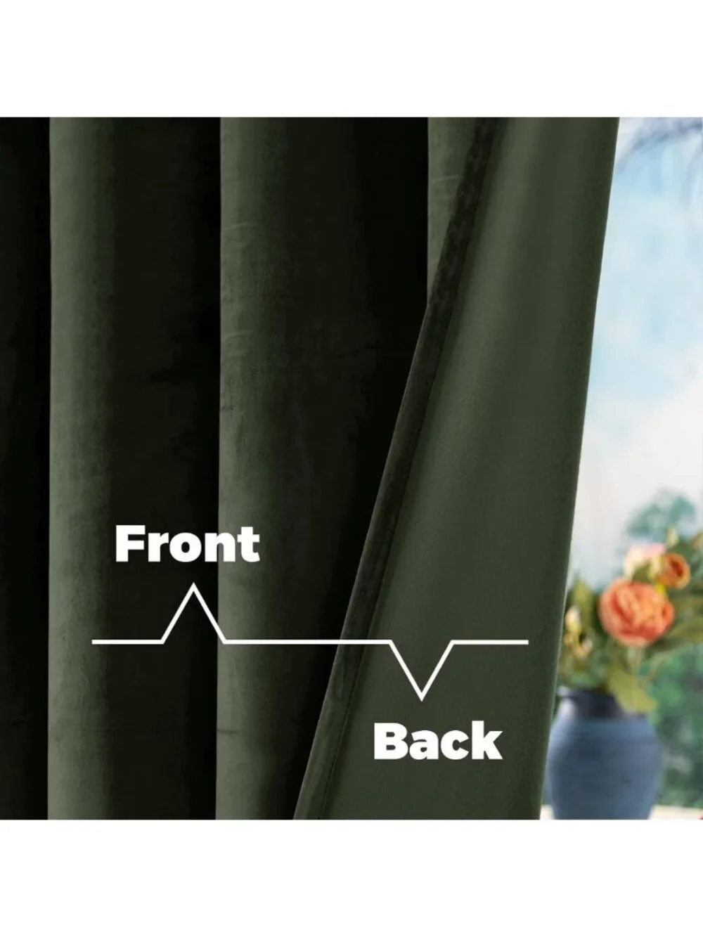 Olive Green Velvet Blackout Curtains, 52x84 Inch, Set of 2 Panels for Privacy